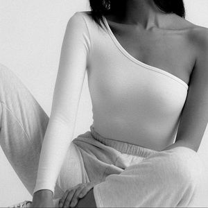 Joah brown one arm long sleeve top